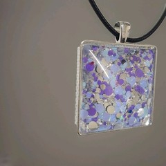 Unique OOAK Statement Art Under Glass Pendant Necklace On Cord. Handmade.