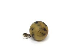 Amber Pendant Round Natural BALTIC Unpolished Untreated Bead Silver 925 2,6g8969