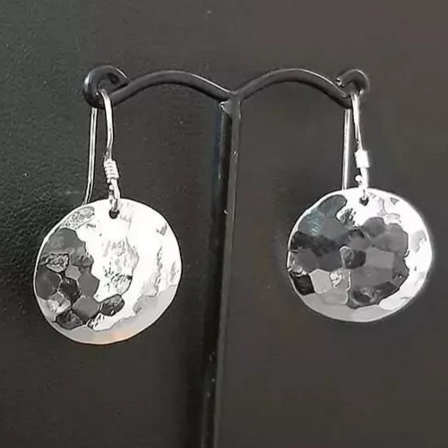 925 Sterling Silver Minimal Earrings Jewelry Earring, Hammer Circle Discs