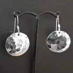 925 Sterling Silver Minimal Earrings Jewelry Earring, Hammer Circle Discs