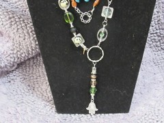 Handmade  layered 24 inch  adjustable necklace 27 1/2 total gemstones