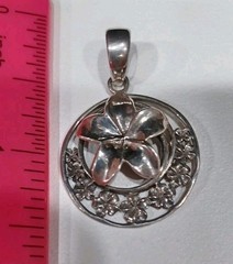 Handmade Frangipani Flower Pendant. 925 SS