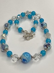 Artisan Handcrafted Art Deco Lampwork Breakfast at Tiffany?s Blue Necklace #8