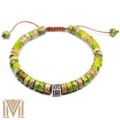 Handmade Imperial Jasper Bracelet – Adjustable Cord, Natural Stone, Unisex