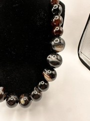 Natural Black Banded Agate Graduated Bead Statement Necklace 1440ct Huge 22mm