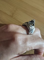 Gorgeous Ring Handmade & Stamped Woman Crying Beautiful Dress Sterling Silver 7