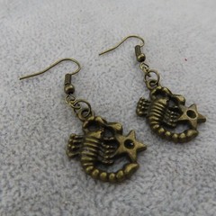 SCORPIO Charm Dangle Earrings Antique Bronze Tone Zodiac Sign Horoscope Scorpion