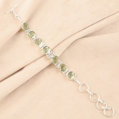 Adjustable Bracelet Green Amethyst Natural Gemstone 925 Sterling Silver bracelet
