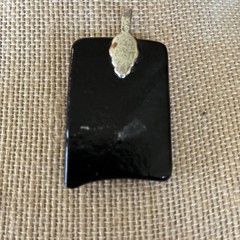 Handcrafted fused dichroic art glass Pendant Pink Iridescent