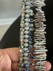 Multi Strand Biwa Stick Pearl Beaded Necklace