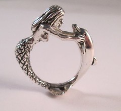 STERLING SILVER MERMAID AND DOLPHIN RING SIZE 8