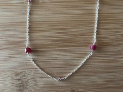 New Garnet, Rhodonite Garnet & Sterling Silver Necklace Handmade 19 1/4 in.-N387
