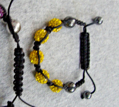 Rhinestone Shamballa Bead Macrame Slide Bracelet Bohemian Purple Yellow Hematite