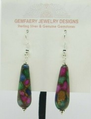 Sterling Silver SAPPHIRE, RUBY, EMERALD Dangle Earrings #6277…Handmade USA