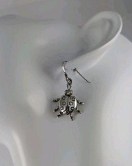 Sterling Silver Ladybug Dangle Earrings Movable Head & Legs AS IS