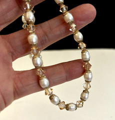 Artisan hand Strung real pearl and faceted Glass bead 17” necklace