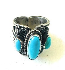 Navajo Sterling Silver and Turquoise Ring Size 9 by Hemerson Brown