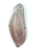 Sterling Silver Chevron Phantom Quartz Wire Wrapped Freeform Pendant Jim Fowler