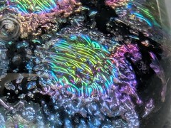 Handmade Dichroic Art Glass Pendant Iridescent Blue Purple Green Gold