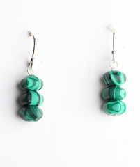 Malachite Earrings 7mm Faceted Green Natural Gemstone 925 Sterling Silver 1″