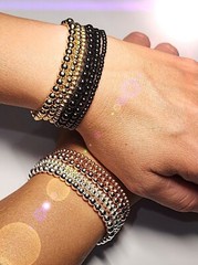 Hand Made Gold Filled Rose Yellow Silver Black Beaded Layering Bracelets 3-5mm