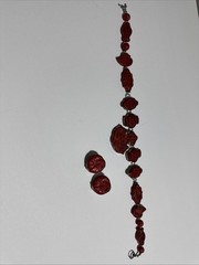 Natural Cinnabar Hand carved Necklace And Earrings