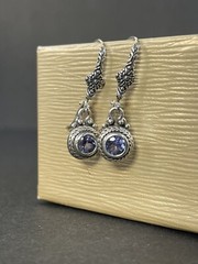 NEW JTV Artisan Collection Bali Blue Tanzanite Sterling Silver Dangle Earrings
