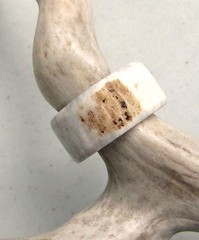 HANDCRAFTED OOAK SHED DEER, ELK ANTLER RING,SIZE 15 1/2, R-249