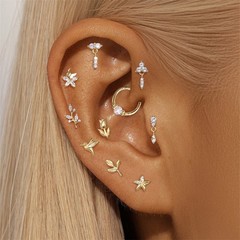 Gold Nap Earrings 925 Sterling Silver Flat Back Daith Conch Piercing Earrings