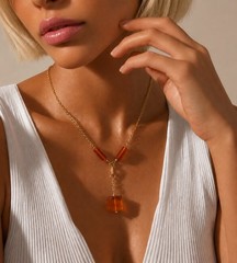 Lariat | Y-Style | Carnelian Necklace | 14K Gokd Filled I Handmade | OOAK
