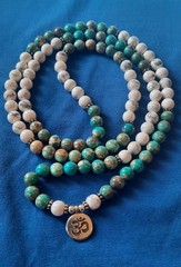 Howlite & Turquoise Mala Beads Prayer Necklace Healing Reiki Energy Bracelet