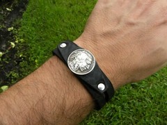 Customize cuff bracelet Bison leather wristband authentic Buffalo Indian Coin