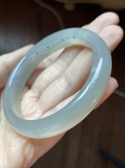 巴西冰玉髓 56 Mm 飘花 Natural chalcedony Agate Bangle