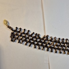 Betsey-Rose Weiss Handwoven Bronze Glass Bead Collar Necklace 15″ New Orleans