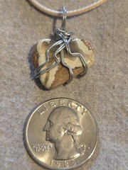 Pucture Jasper Pendant On A Beige Hemp Necklace