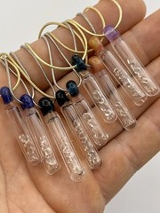 Blown Glass Herkimer Diamond Pendants w/ Loose Herk Gems sealed inside, 5 Colors