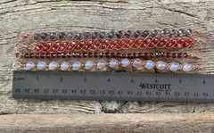 Lot Set 4 Solid Copper Bangle Bracelet Wire Wrap Gemstone Crystal Stack Boho