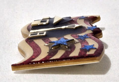 Patriotic Lucinda House Pin American Flag Glitter Star 4th July Red White & Blue