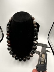 Natural Black Banded Agate Graduated Bead Statement Necklace 1440ct Huge 22mm
