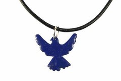 Enamel Dove Peace Dove Necklace Miniblings Bird Leather Cord 45cm Blue