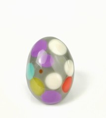 Sobral Rare Bolas Oval Multicolor Polka Dot Gray Artist Made Ring Size 8.25