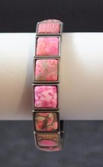 Jilzara Vintage Pink Square Wrap Bracelet Polymer Clay Beads Handmade B7