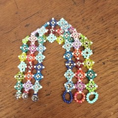 HANDMADE. Color Squares 3 Row Cuff Bracelet. 7″