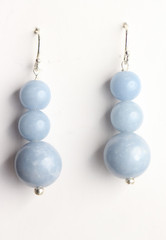 Angelite Earrings Blue 8, 12mm Ball Natural Gemstone .925 Sterling Silver 1 1/2″