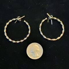 Taxco Modernist 1½»Dia. Spiral Twist Hoop Post Earrings 5.9g 925 Sterling Silver