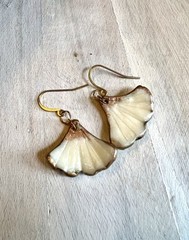 Earrings Statement Earrings Handcrafted Artwork White Floral Ginkgo Flower