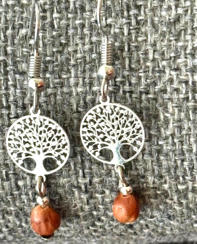 Southwestern Navajo Ghost Bead Earrings ~Stainless Steel Tree of Life