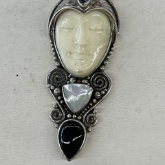 Sajen Sterling Goddess Pendant With Amethyst, Mother Of Pearl, And Onyx