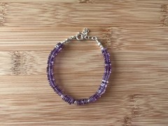 New! Amethyst & Sterling Silver Handmade Bracelet 6 7/8 to 7 7/8 in. – B726