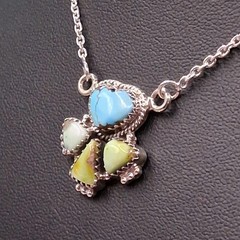 Southwestern Palomino Kingman Turquoise Necklace Cluster Sterling Silver